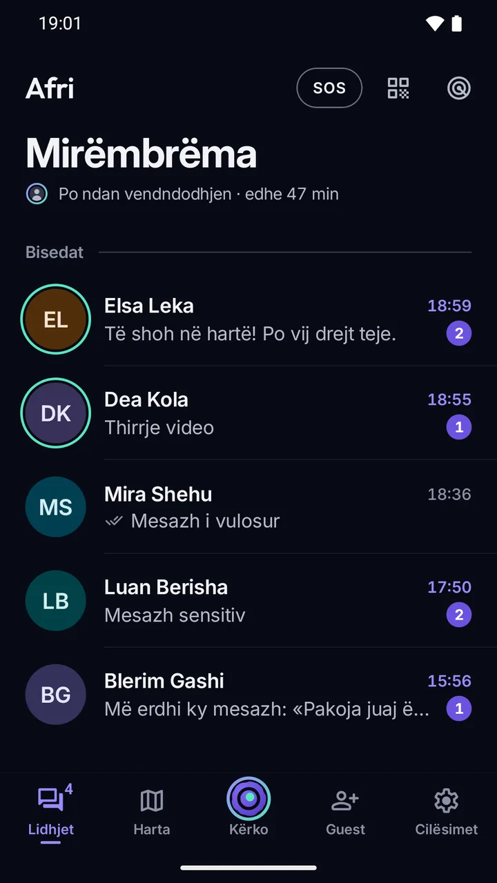 Lista e bisedave: parapamjet shkruajnë “Mesazh sensitiv” dhe “Mesazh i vulosur” në vend të tekstit.